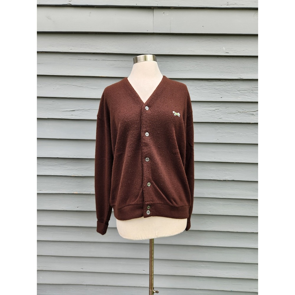 JCPenney The Fox Sweater Cardigan Brown‎ Orlon Acrylic 80s Vintage Large